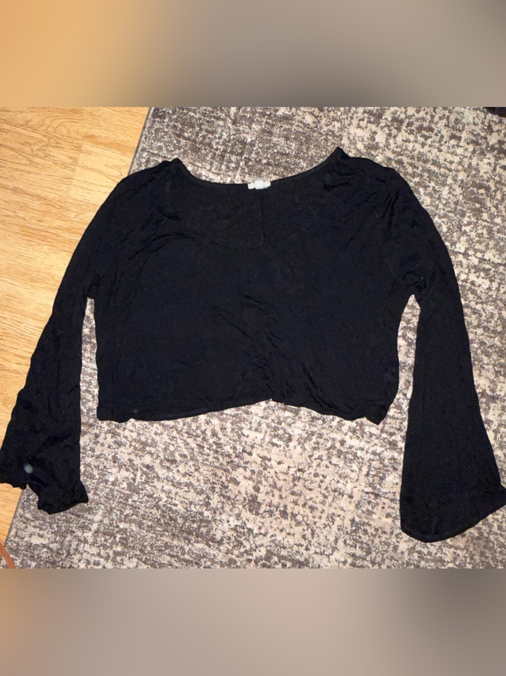 Ecote (Urban Outfitters) Black Cropped Bell Sleeve Top — Size S